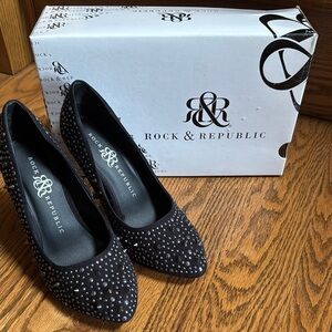 Rock & Republic Black Crystal Embellished Heels
